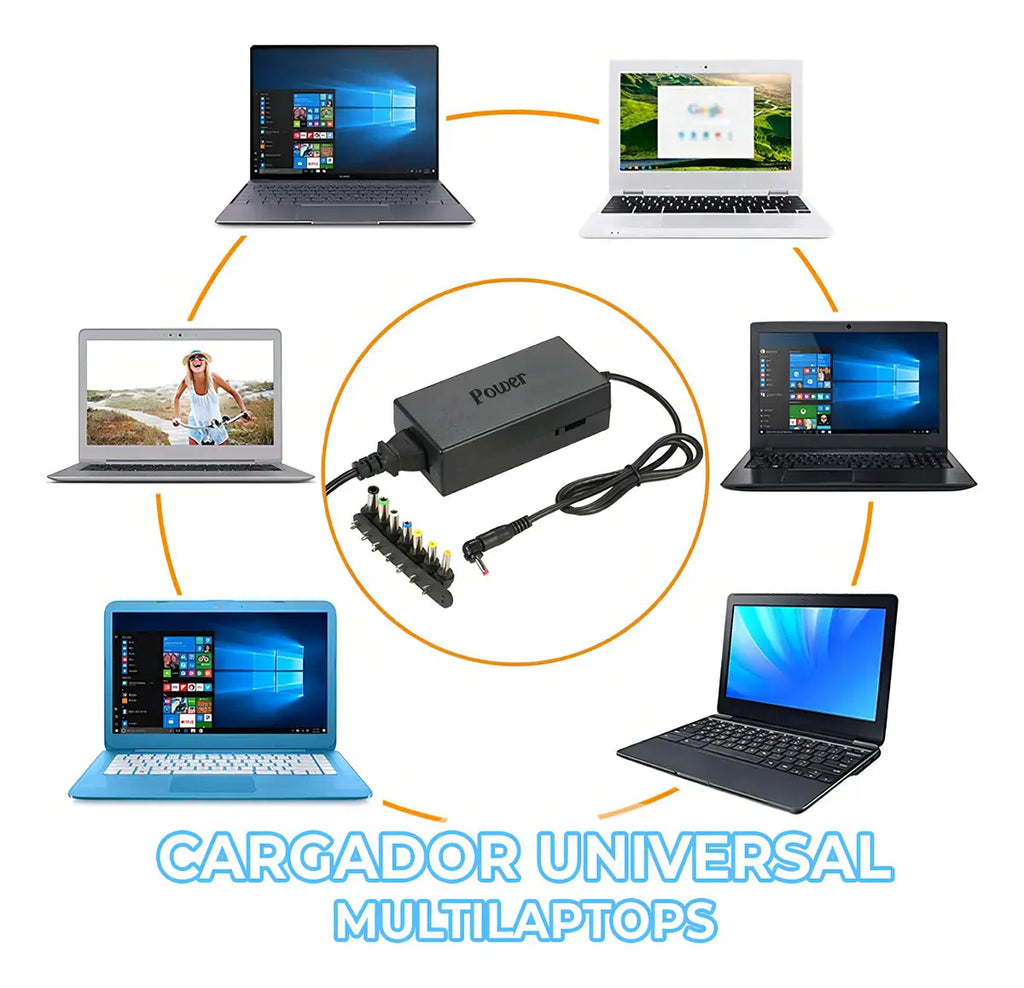 Cargador Universal Laptop Voltaje Variable 8 Puntas 12 - 24v Negro