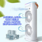 Ventilador de torre doble con nebulización con base