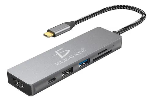 Hub Adaptador 6 En 1 Con Salida Tipo-c Usb 3.0