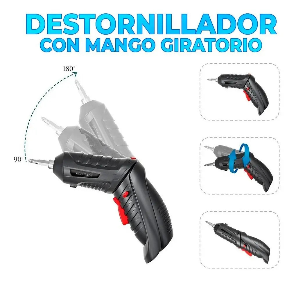 Destornillador Eléctrico Inalámbrico 3.6v 47pcs En 1 Color Negro