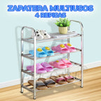 Organizador De Zapatos De 4 Niveles De Acero Inoxidable Plata