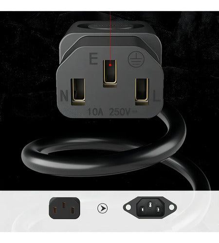 Cable De Alimentación Para Monitor, Cpu, Impresora, Tv Ele-gatewi.62 De 1m De Largo