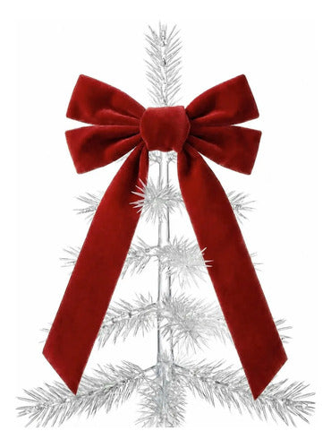 Moño De Navidad Rojo Decorativo De 33 X 23 Cm