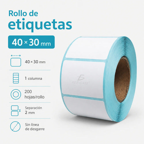 Etiquetas Térmicas Adhesivas 40x30 Mm 200 Por Rollo