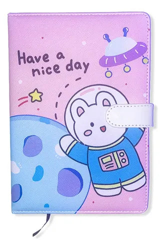 Cuaderno Kawaii De 100 Hojas Con Pasta Acolchonada Y Cierre
