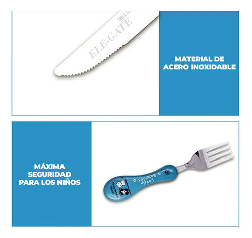 Set De Cubiertos De Acero Inoxidable Ideal Para Niños Verde
