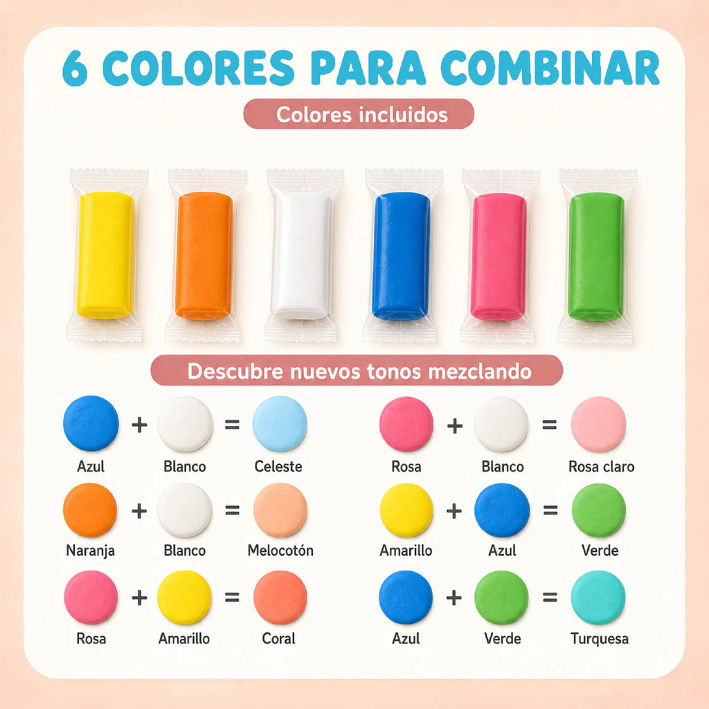 Kit De Plastilina De 6 Colores Con Moldes De Dinosaurios
