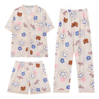 Set De Pijama De 3 Piezas Kawai Fresca Y Ligera Con Estilo Crema Xxxl