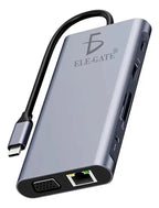 Hub Usb-c 11 En 1 Con Hdmi Vga Lan 1000m Y Usb 3.0