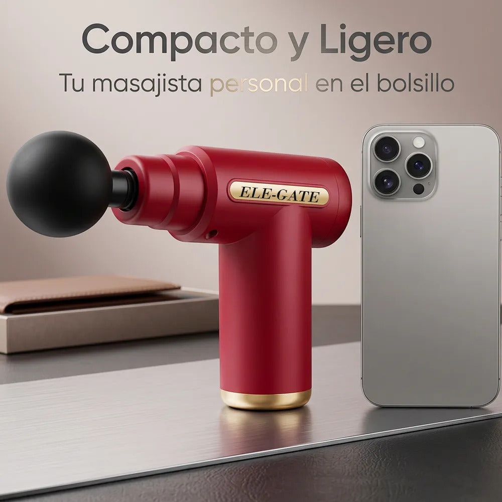 Mini Pistola De Masaje Muscular Portátil Rojo Carmín Con