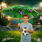 Paraguas Plegable Ele-gate Verde De Fútbol Con Diseño Graffiti Y Protección Uv Balón