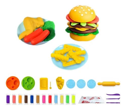Kit De Plastilina Infantil Con Moldes Rodillo Y Herramientas