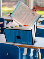 Porta Documentos Escolar Tamaño A4 Con Separadores Y Azul