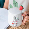 Taza de cerámica con dibujo de ratón tapa y agitador