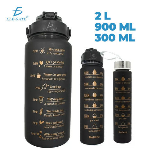 Trio De Vaso Motivacional Triple Botella Gym 3 Piezas