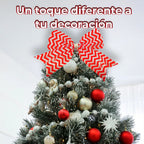Moño De Navidad Decorativo Grande Rojo Con Patrón Dorado