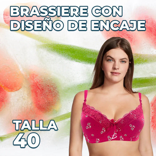 Brasier Con Encaje De Copa Completa Fucsia M