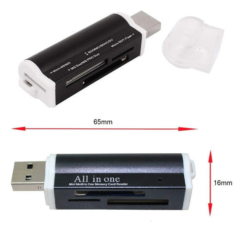 Lector De Tarjetas Multifunción Usb 2.0 All In One Carcasa
