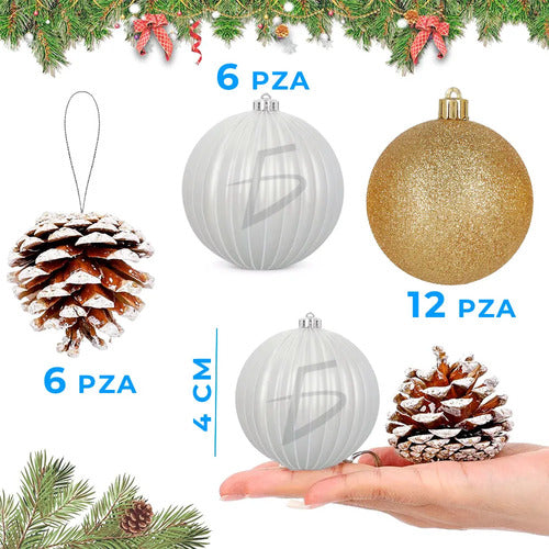 Conjunto De 24 Mini Adornos De Bola De Navidad - Elegancia