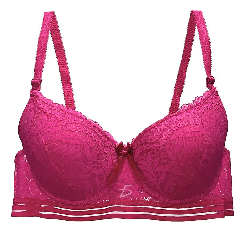 Brasier Con Encaje Bordado Push Up Fucsia M