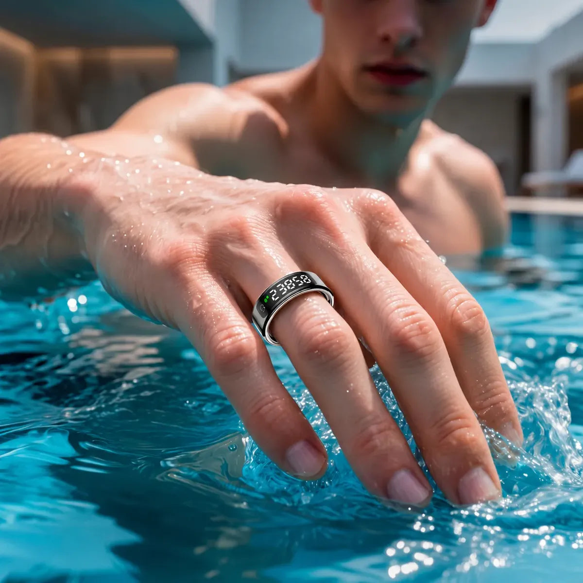 Anillo inteligente negro talla 13 con pantalla y SPO2