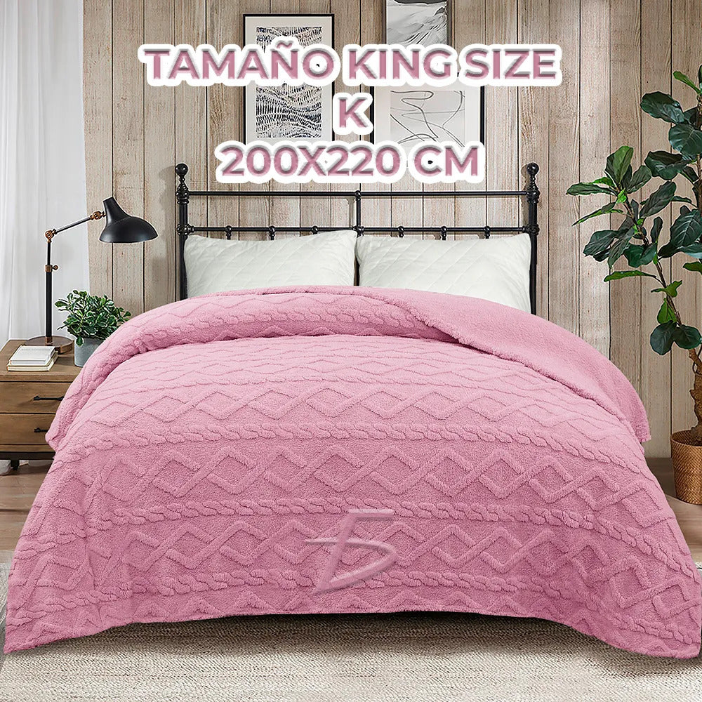 Edredón térmico rosa king de poliéster