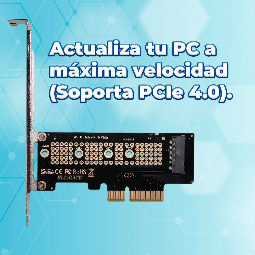 Tarjeta adaptadora pcie X4 para SSD M.2 NVMe M-key