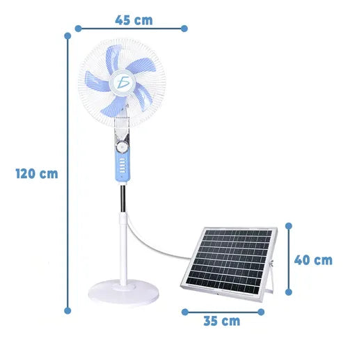 Ventilador Solar De Mesa De 16 Pulgadas Altura Regulable