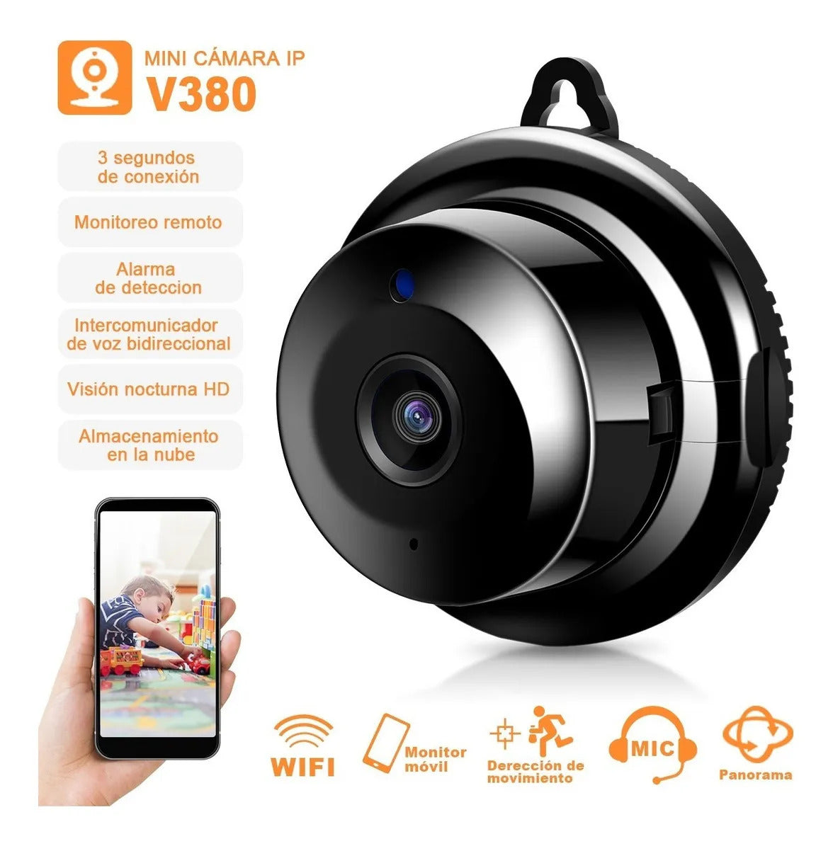 Mini Cámara Ip Smart Wifi Visión Nocturna 2mp 720p
