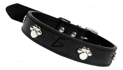 Collar De Perro De Cuero Resistente De Talla L 45 Cm Con Negro