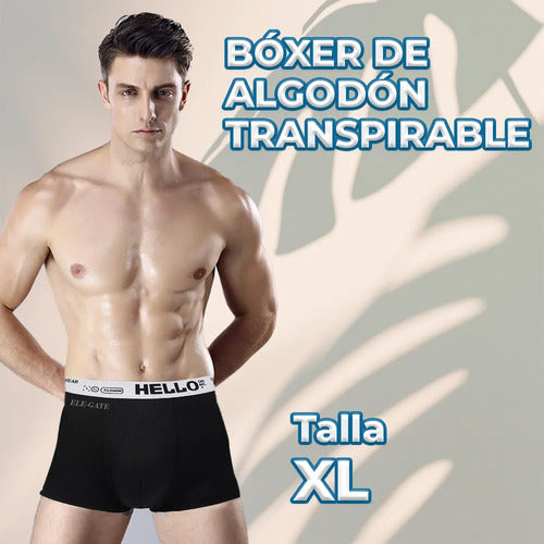 Bóxer De Algodón Para Hombre Traspirable Negro Xl