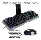 Teclado Luz Gamer Con Mouse Y Soporte De Celular
