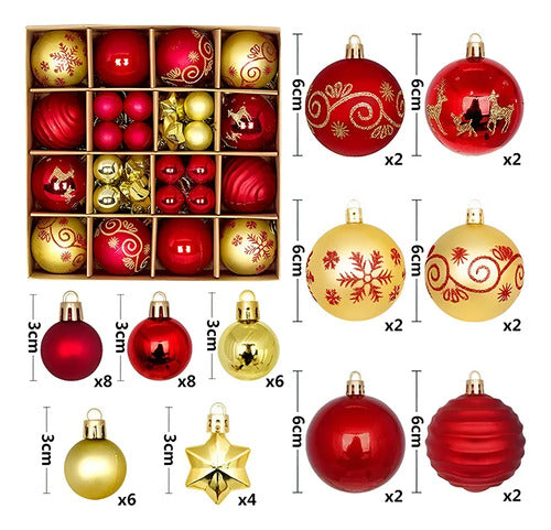 Set De 44 Esferas Navideñas Plásticas Tipo Cristal