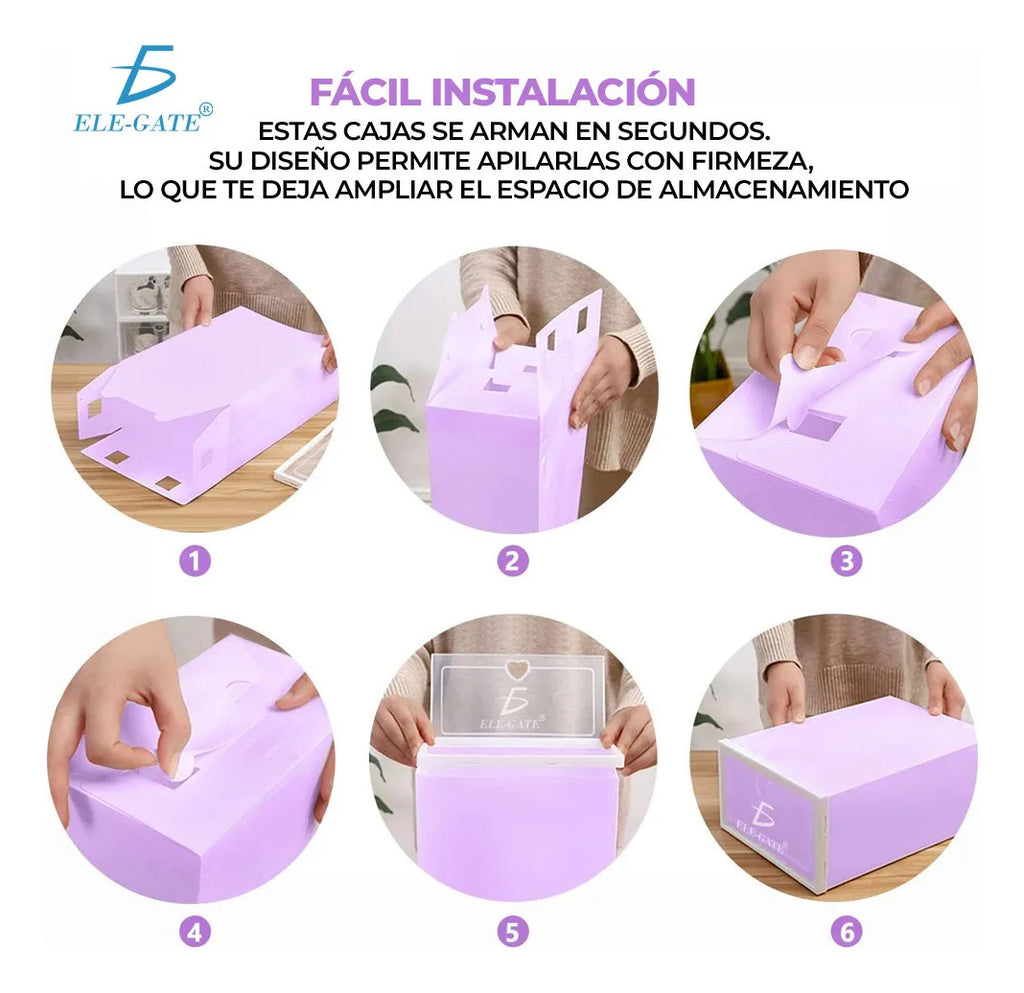 Cajas Organizadoras De Zapatos Apilables Almacenaje 6 Multicolor