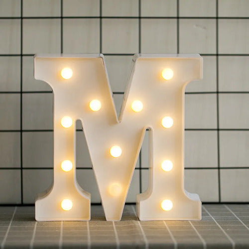 Led Letras M 3d Luces Foco Lampara Decora Abecedario