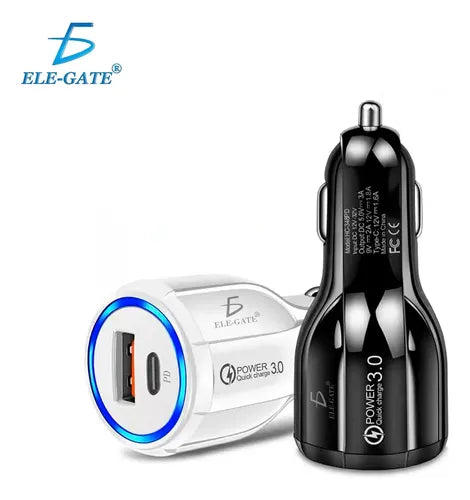 Cargador Auto Encendedor Usb Carga Rápida Qc3.0+pd Tipo C
