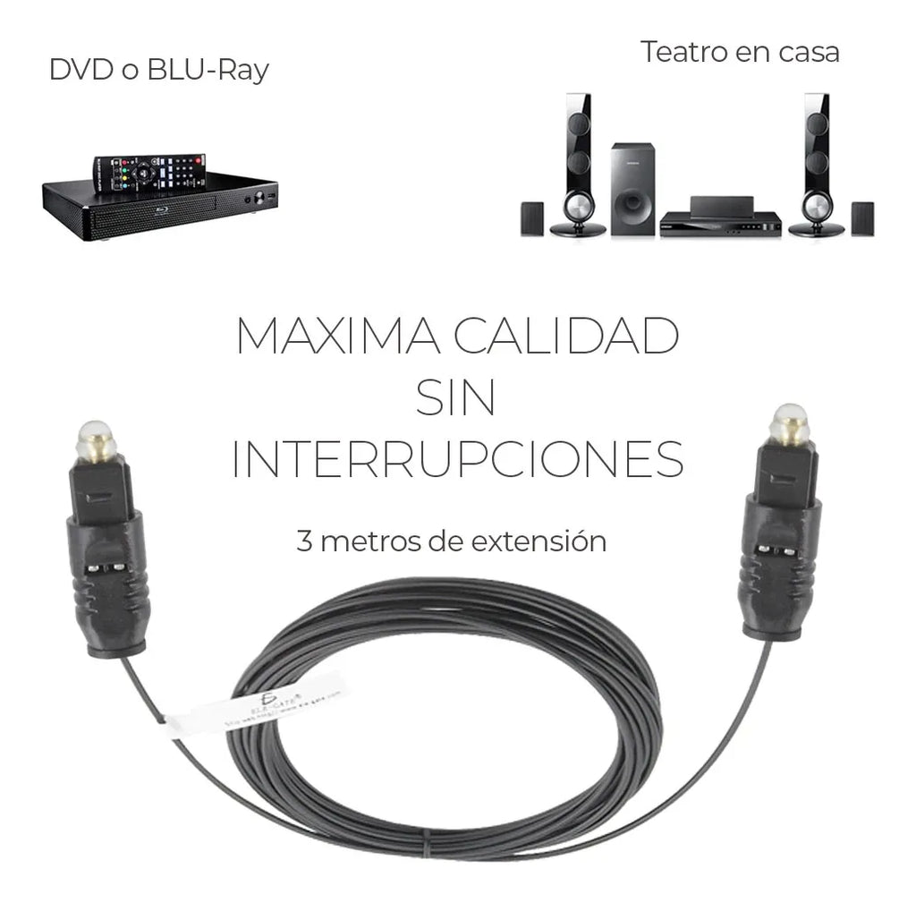 Cable De Fibra Optica Audio 3m Toslink Alta Calidad