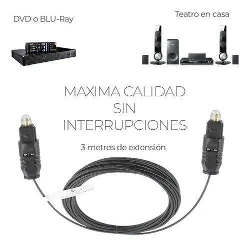 Cable De Fibra Optica Audio 3m Toslink Alta Calidad