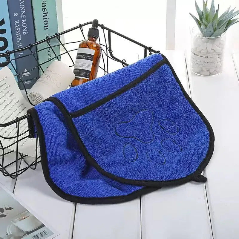 Toalla de baño para mascota con bolsillos de mano