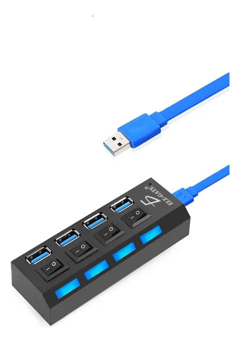 Hub Usb 3.0 4 Puertos Con Switch Led Laptop Pc Para Mac