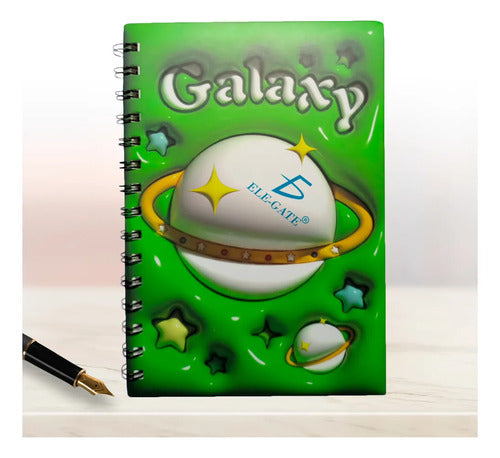 Cuaderno De 80 Hojas A Rayas Con Estilo Espacial Y Espiral