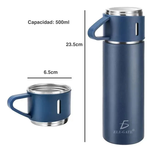 Termo Con Tazas Incluidas Para Té Y Café De Acero