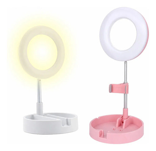 Aro De Luz Led Y3 Celular Foto Video Maquillaje Con Espejo