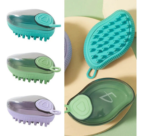 Cepillo De Baño Con Jabonera Rellenable Para Gatos Y Perros