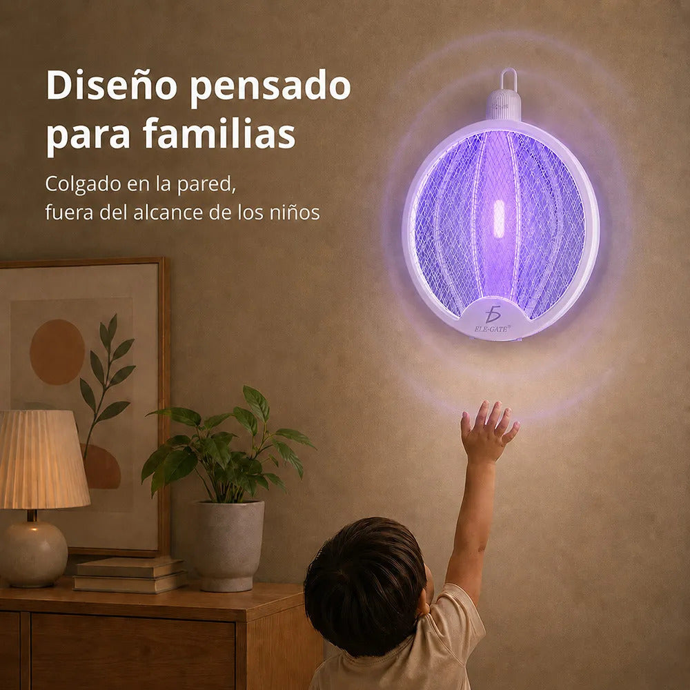 Mata Moscas Eléctrico Recargable Con Luz Uv 2 En 1