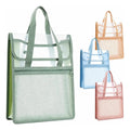 Bolsa Organizadora Transparente Con Asas Y Bolsillo Frontal Verde