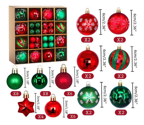 Esferas Navideñas Tipo Cristal 44 Piezas