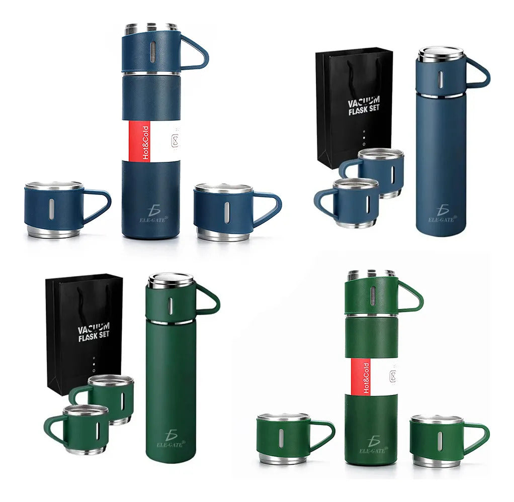 Termo Con Tazas Incluidas Para Té Y Café De Acero