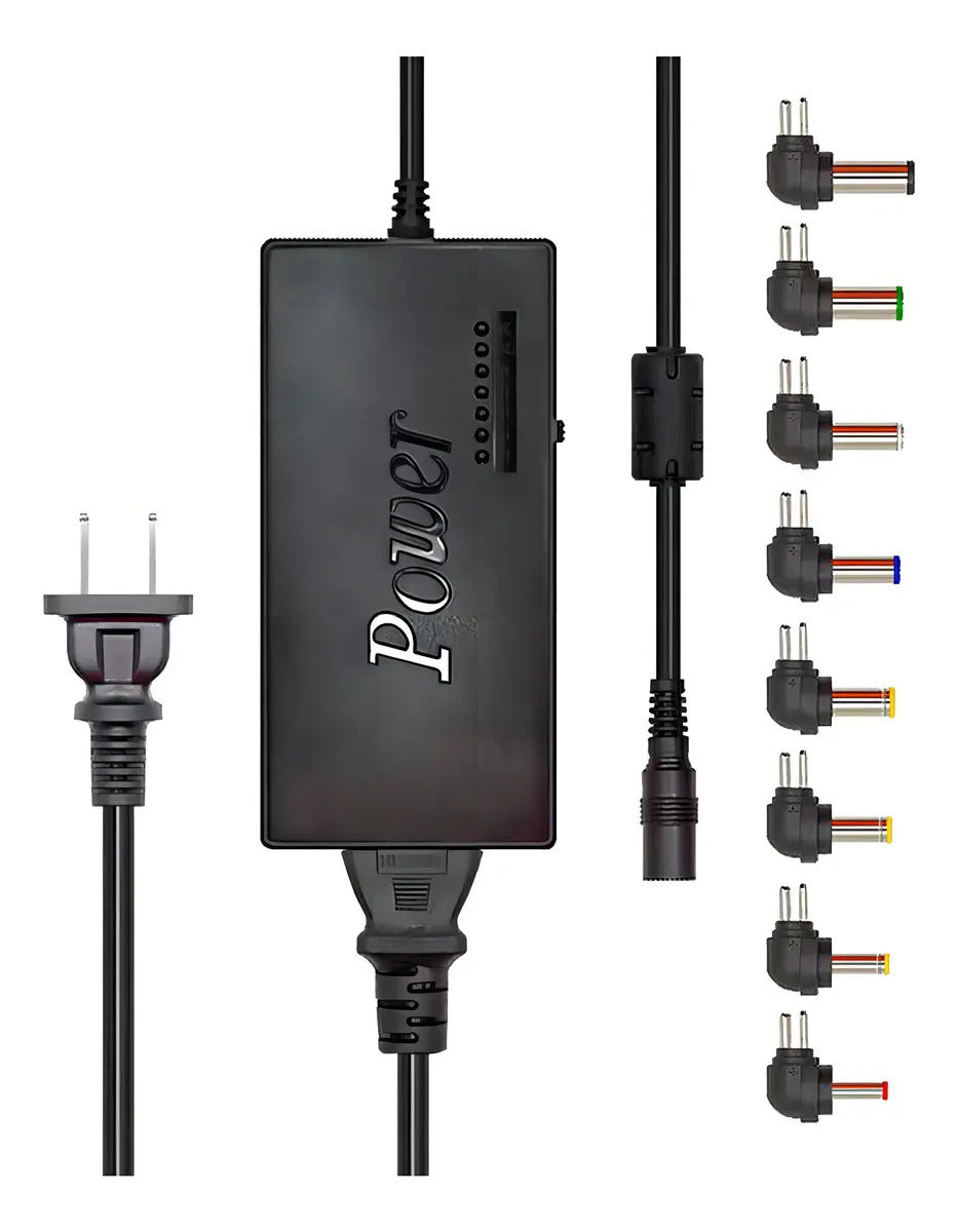 Cargador Universal Laptop Voltaje Variable 8 Puntas 12 - 24v Negro