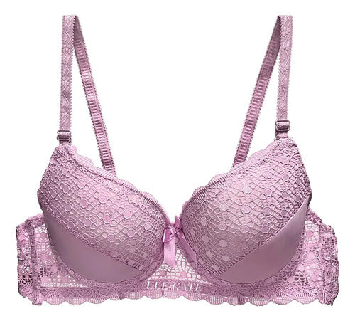 Brasier con encaje trasparente de espalda copa completa rosa M